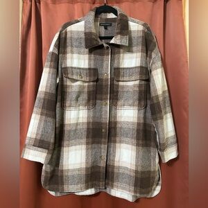 Banana Republic Wool Blend Plaid Shirt Jacket Shacket Womens Large